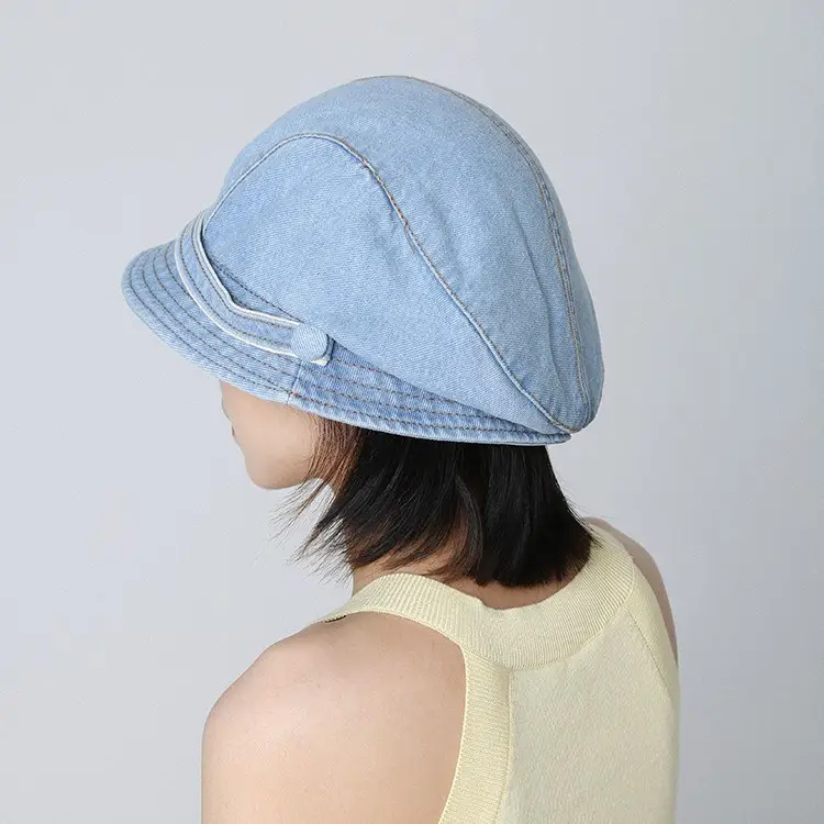 Women Korean Style Duckbill Cap Light Blue Fisherman Hat - Image 7