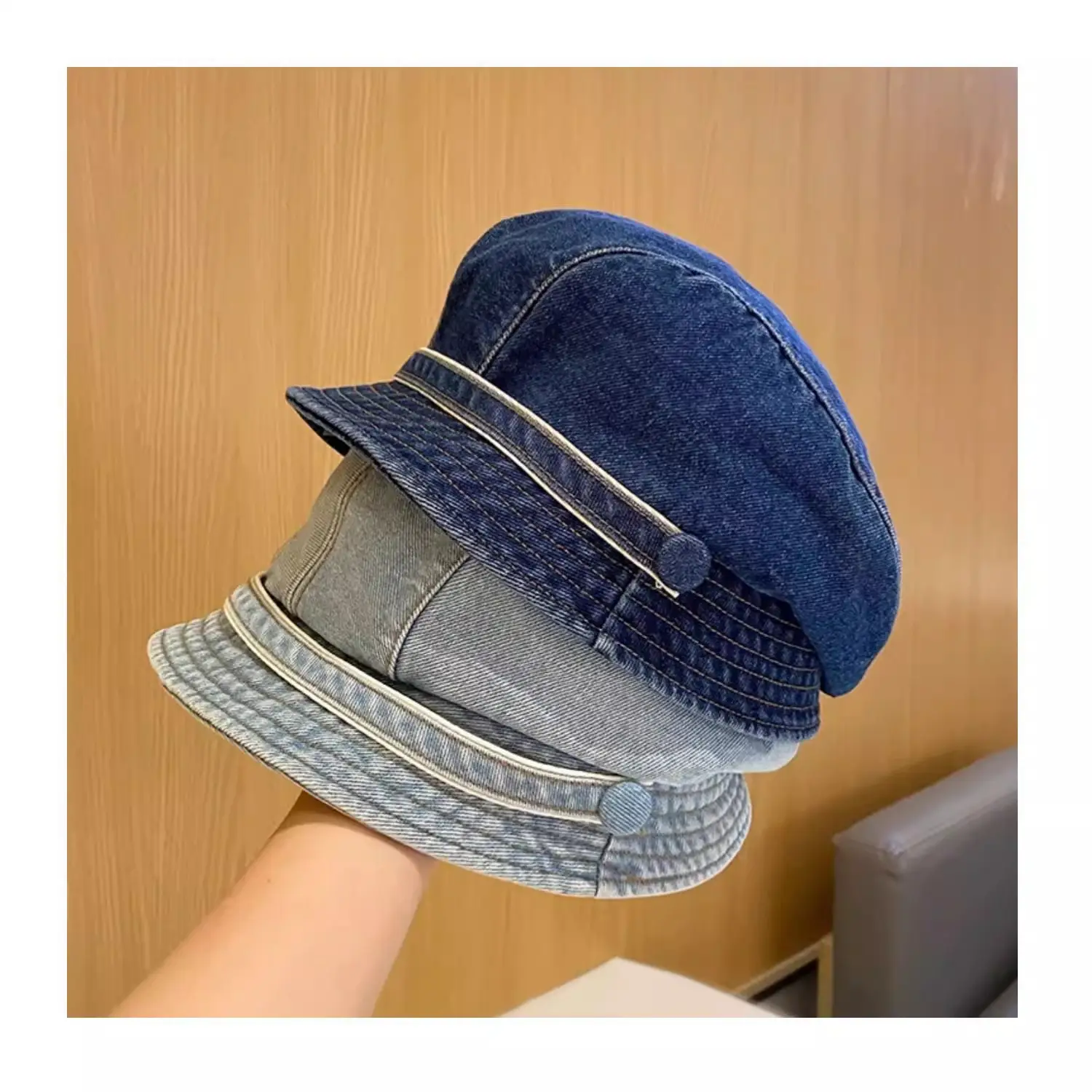 Women Korean Style Duckbill Cap Light Blue Fisherman Hat — feature 6
