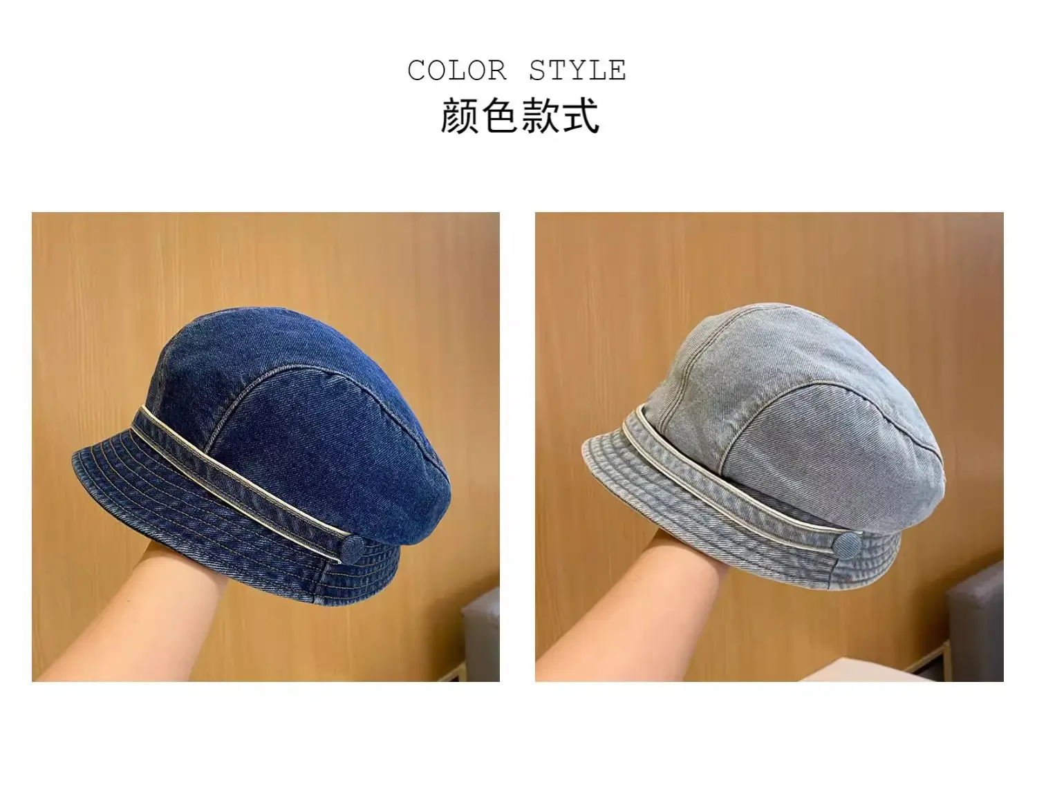 Women Korean Style Duckbill Cap Light Blue Fisherman Hat — feature 7