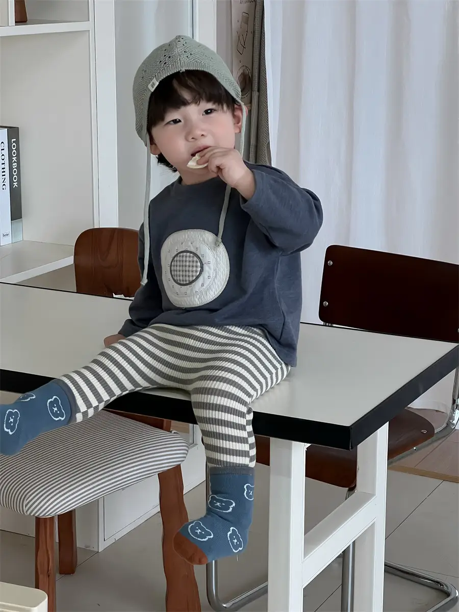 Boys Korean Style Striped Leggings Set Spring 2026 - Image 4