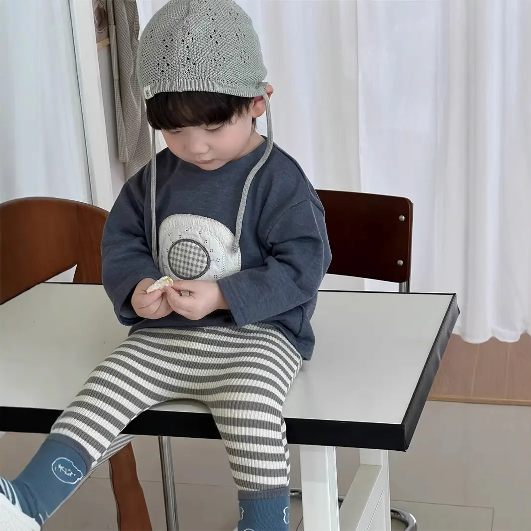 Boys Korean Style Striped Leggings Set Spring 2026 — feature 2