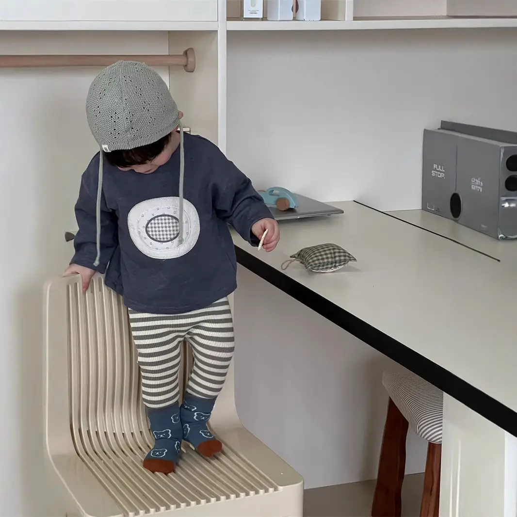 Boys Korean Style Striped Leggings Set Spring 2026 — feature 3