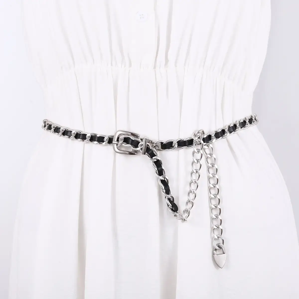 Gold Chain Waist Belt for Women PU Pants