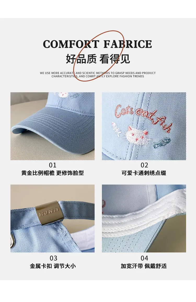 Japanese Kitten Embroidered Baseball Cap Women 2025 Spring — feature 5