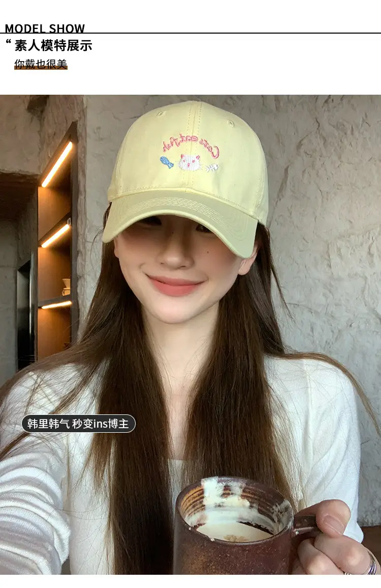 Japanese Kitten Embroidered Baseball Cap Women 2025 Spring — feature 6