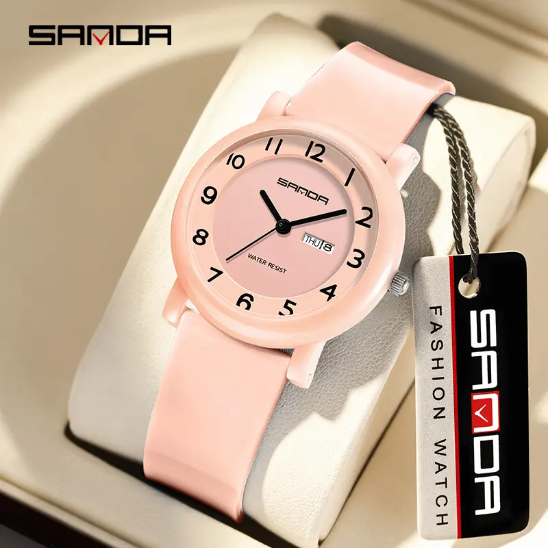 Sanda Dopamine Double Calendar Quartz Watch 16MM Black - Image 12