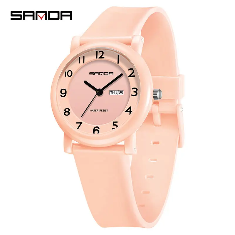 Sanda Dopamine Double Calendar Quartz Watch 16MM Black - Image 2