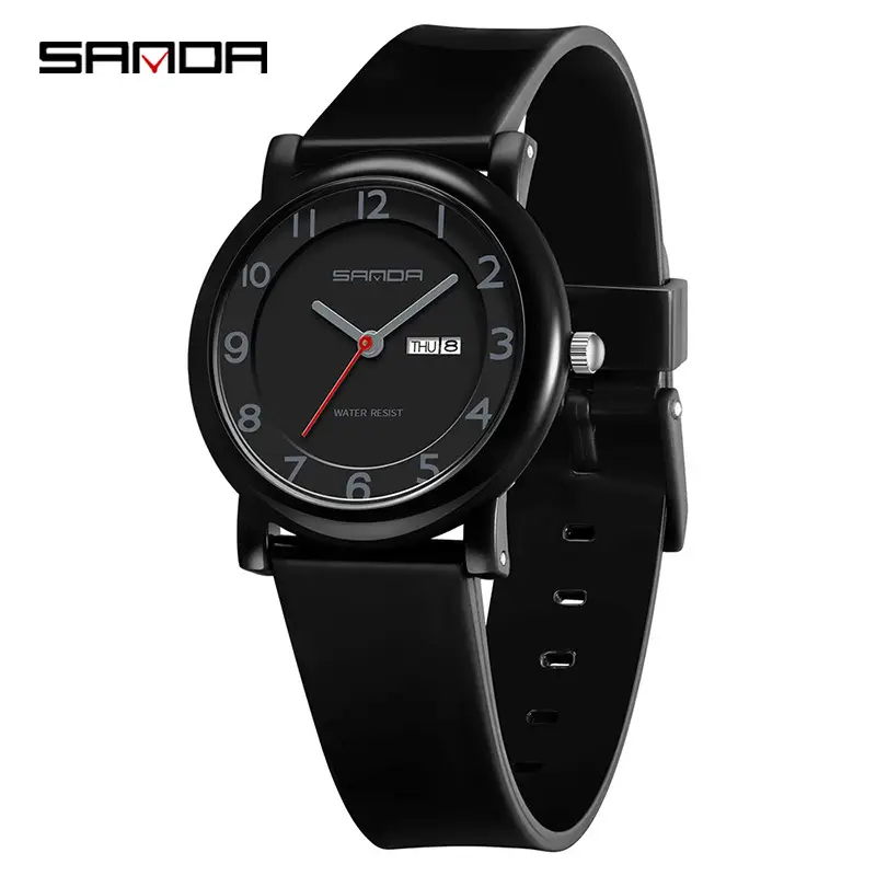 Sanda Dopamine Double Calendar Quartz Watch 16MM Black - Image 9