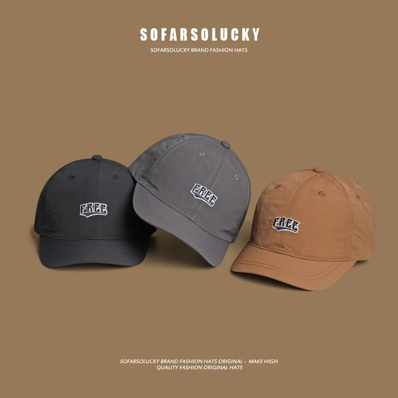 Black Men's Thin Brim Cap with "FREE" Logo - Image 8
