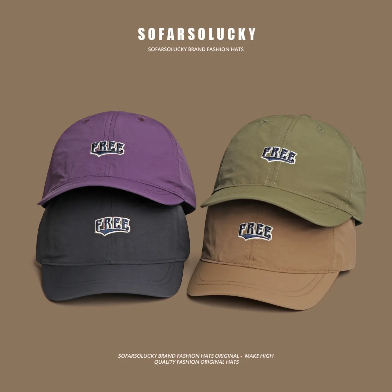 Black Men's Thin Brim Cap with "FREE" Logo - Image 9