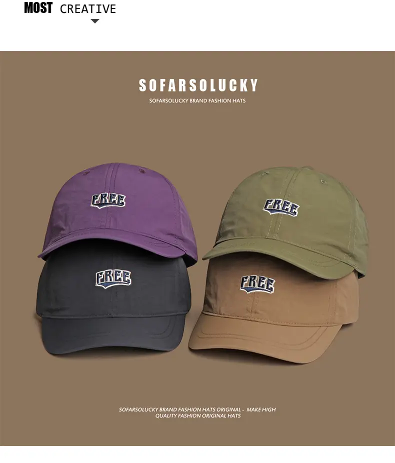 Black Men's Thin Brim Cap with "FREE" Logo — feature 4