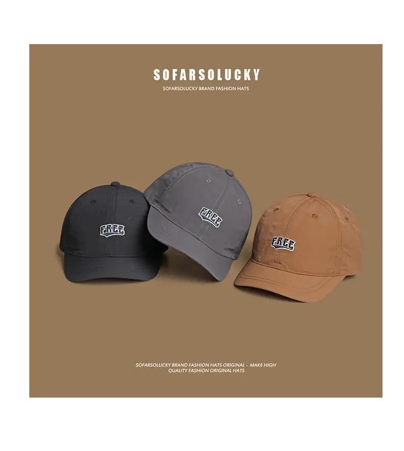 Black Men's Thin Brim Cap with "FREE" Logo — feature 6
