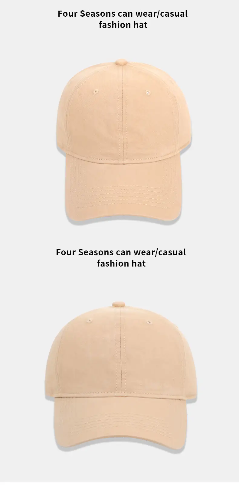 Women's Khaki Baseball Cap Washed Solid Soft Top Cap — feature 12