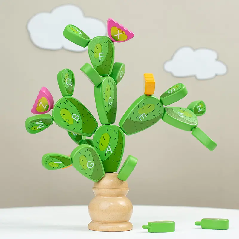 Wooden Cactus Building Blocks for Toddlers 1-3 Years - Image 3