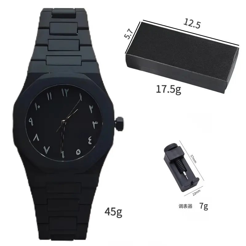 Men's Black Octagonal Quartz Watch with Pointer - Image 2