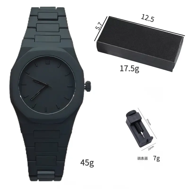 Men's Black Octagonal Quartz Watch with Pointer - Image 4