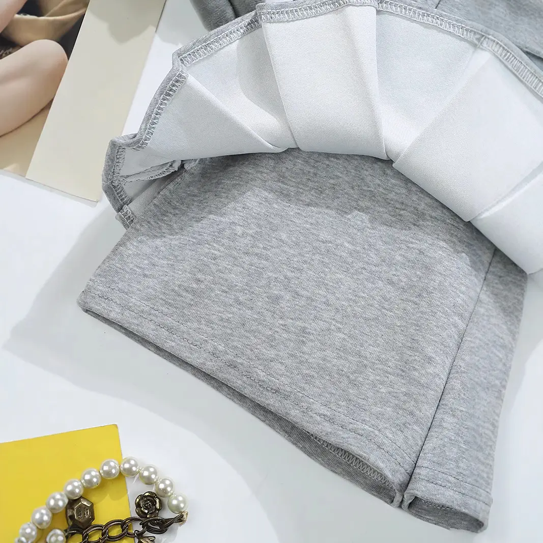 Grey Pleated Skirt with Belt for Women 2025 Spring Summer - Image 7