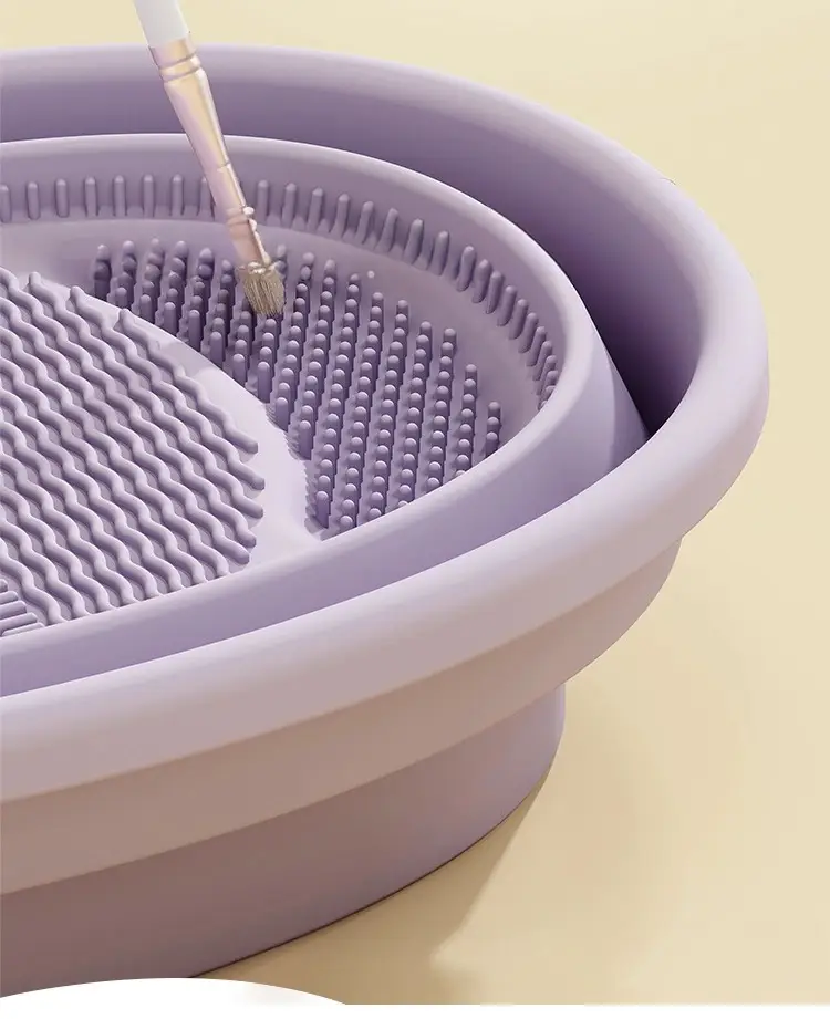 Silicone Makeup Brush Cleaning Bowl with Drying Rack — feature 5