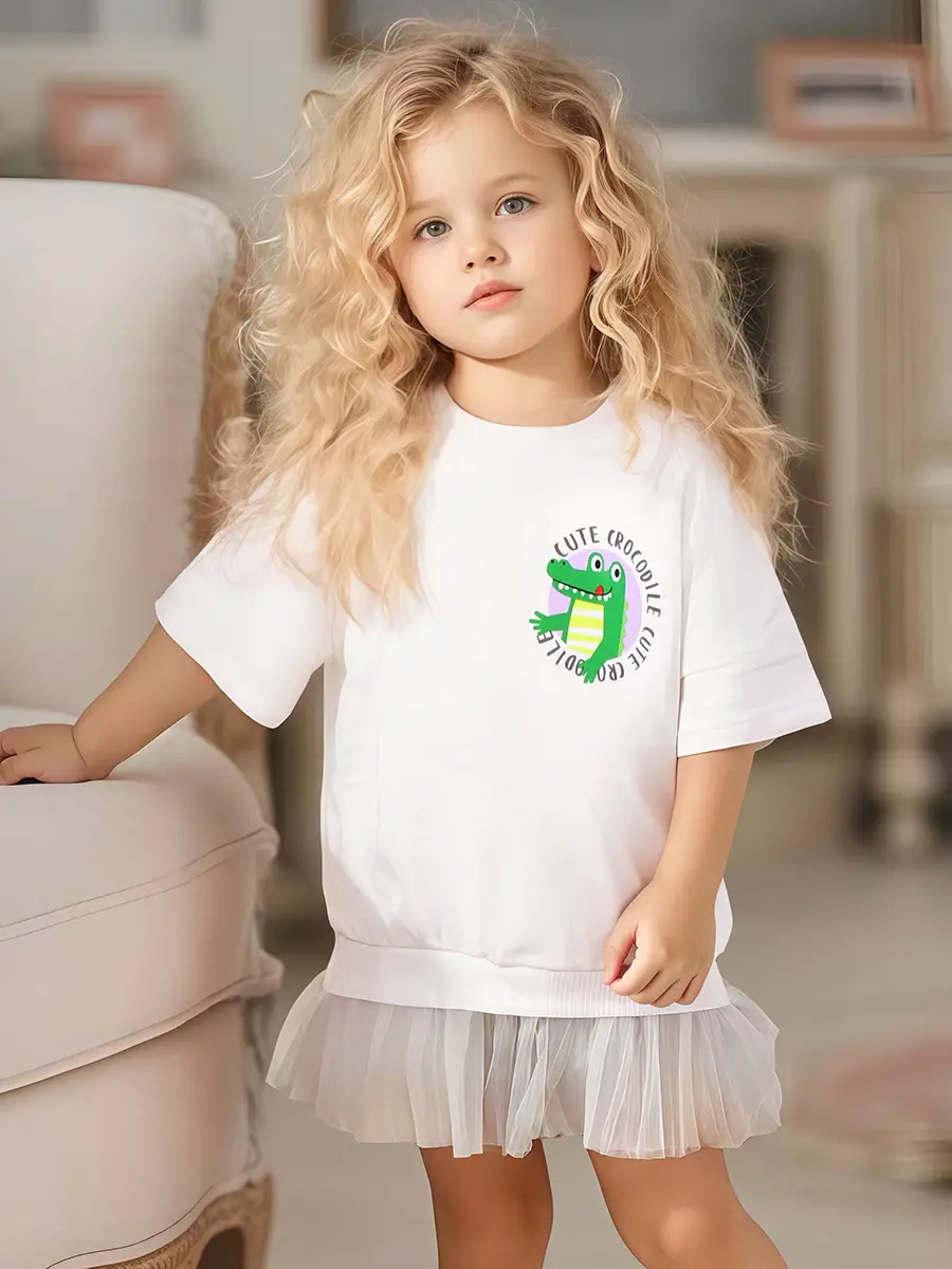 White Cartoon Heart T-Shirt for Girls Summer Wear - Image 7