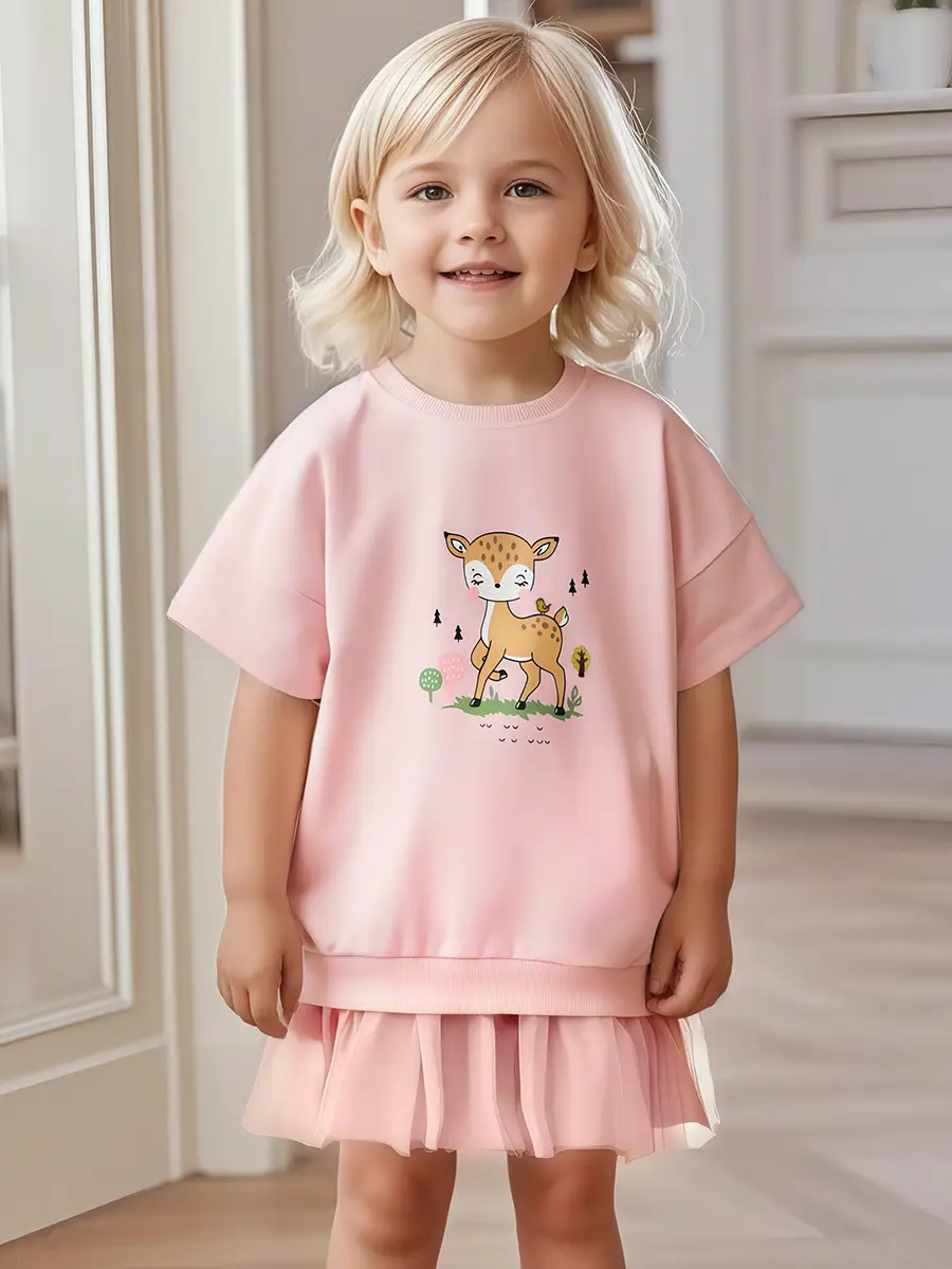 White Cartoon Heart T-Shirt for Girls Summer Wear - Image 8