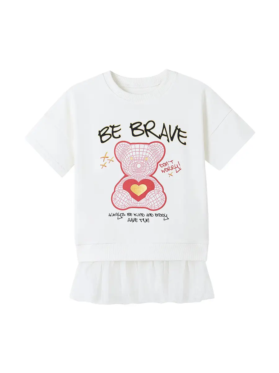White Cartoon Heart T-Shirt for Girls Summer Wear - Image 9