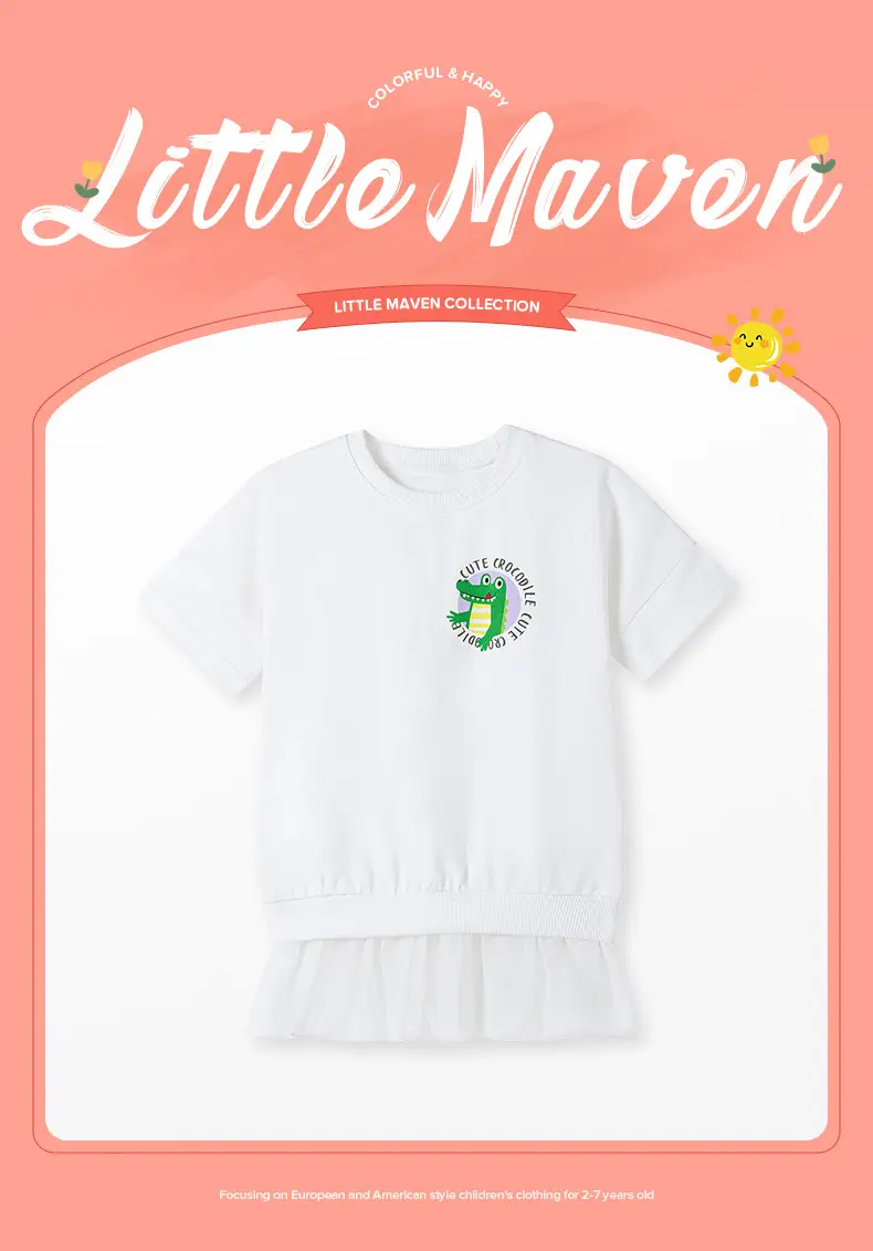 White Cartoon Heart T-Shirt for Girls Summer Wear — feature 15