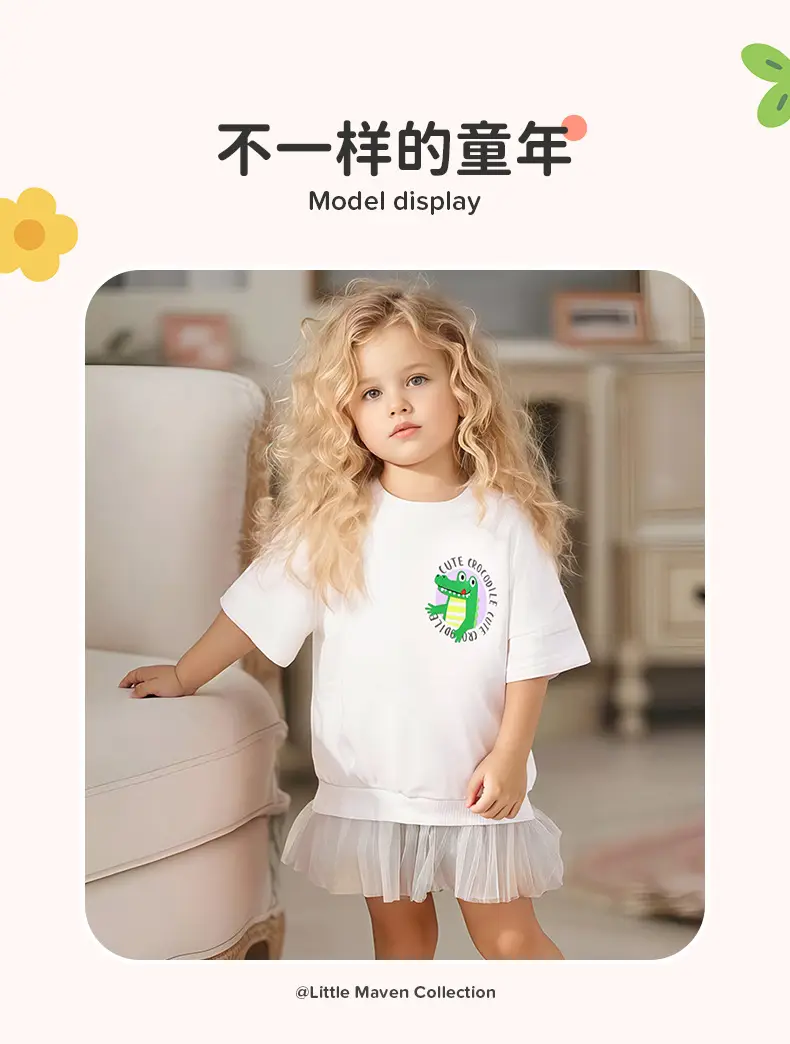 White Cartoon Heart T-Shirt for Girls Summer Wear — feature 18