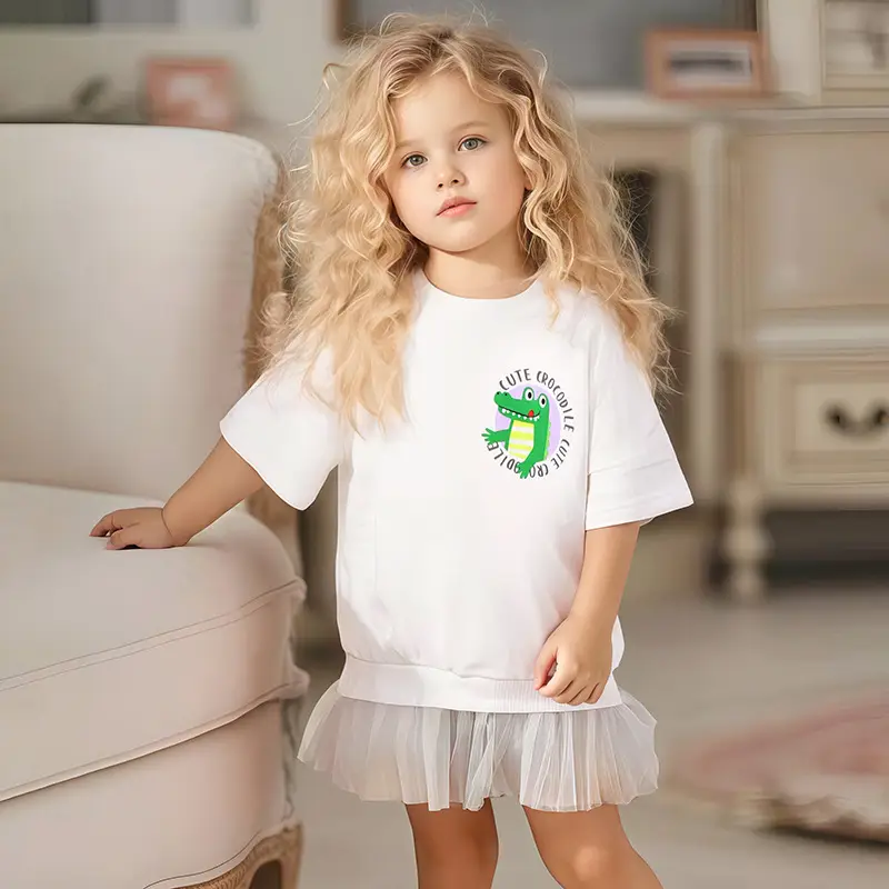 White Cartoon Heart T-Shirt for Girls Summer Wear - Image 4