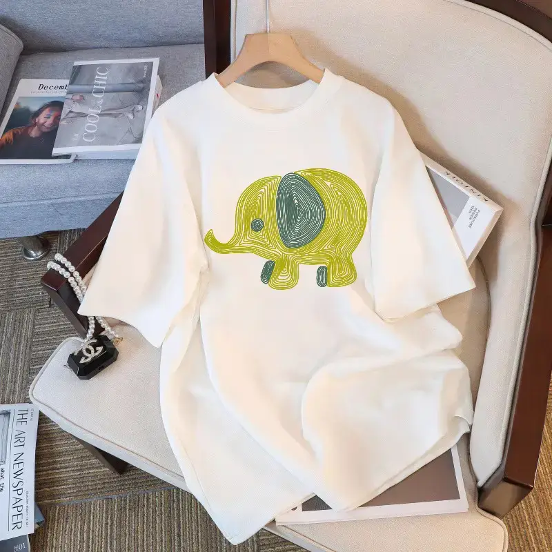 Pure Cotton White Short-sleeved T-shirt Women's 2025 Summer New European plus size Top Loose Slimming T-shirt Ins