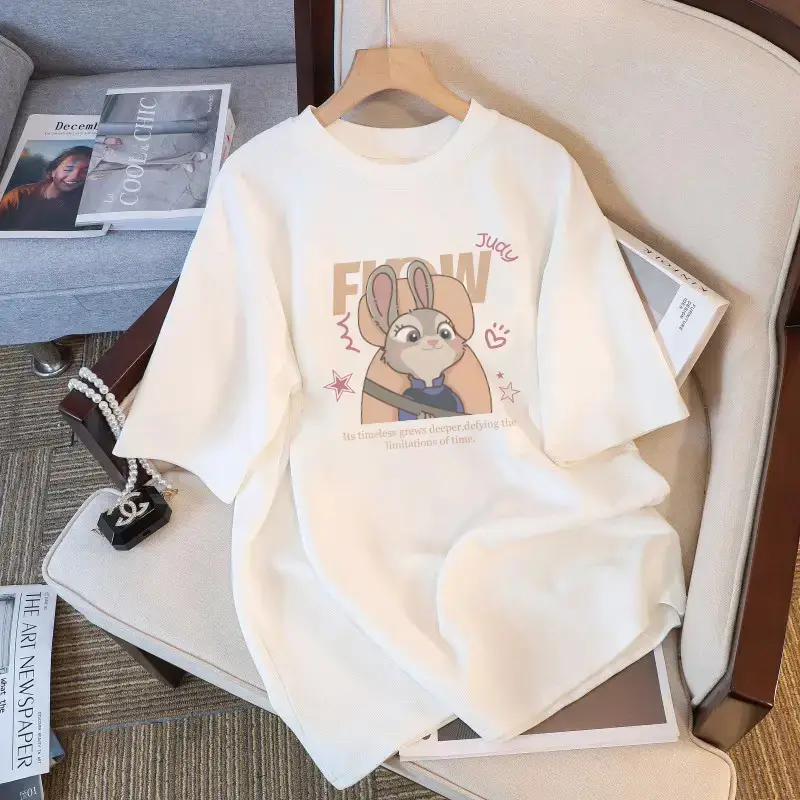 Pure Cotton White Short-sleeved T-shirt Women's 2025 Summer New European plus size Top Loose Slimming T-shirt Ins