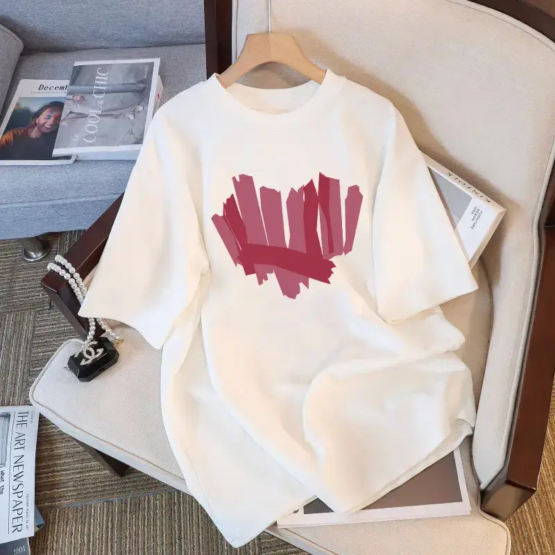Pure Cotton White Short-sleeved T-shirt Women's 2025 Summer New European plus size Top Loose Slimming T-shirt Ins