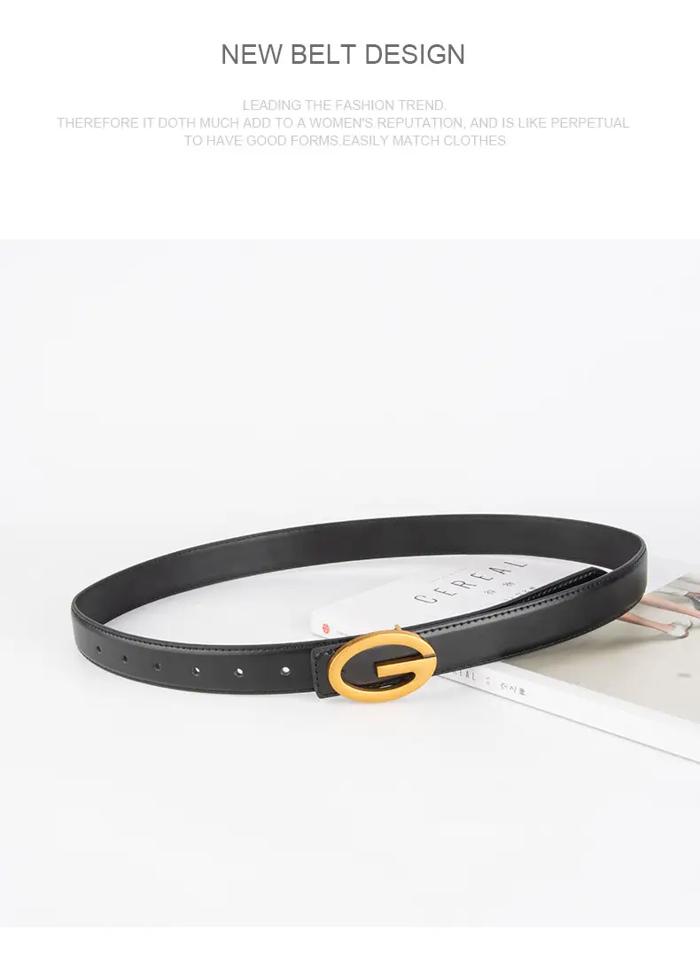 Pink Gold Buckle Women's Belt Genuine Leather — feature 12