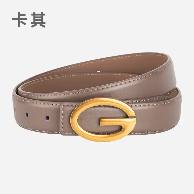 Pink Gold Buckle Women's Belt Genuine Leather