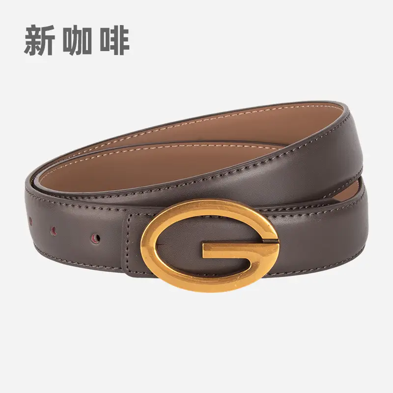 Pink Gold Buckle Women's Belt Genuine Leather