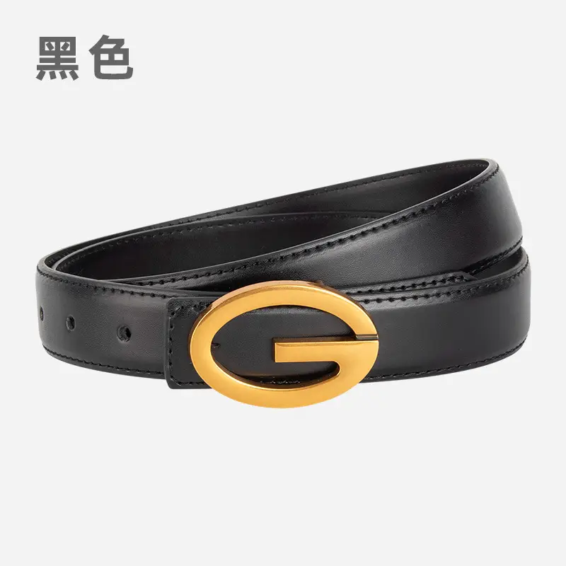 Pink Gold Buckle Women's Belt Genuine Leather