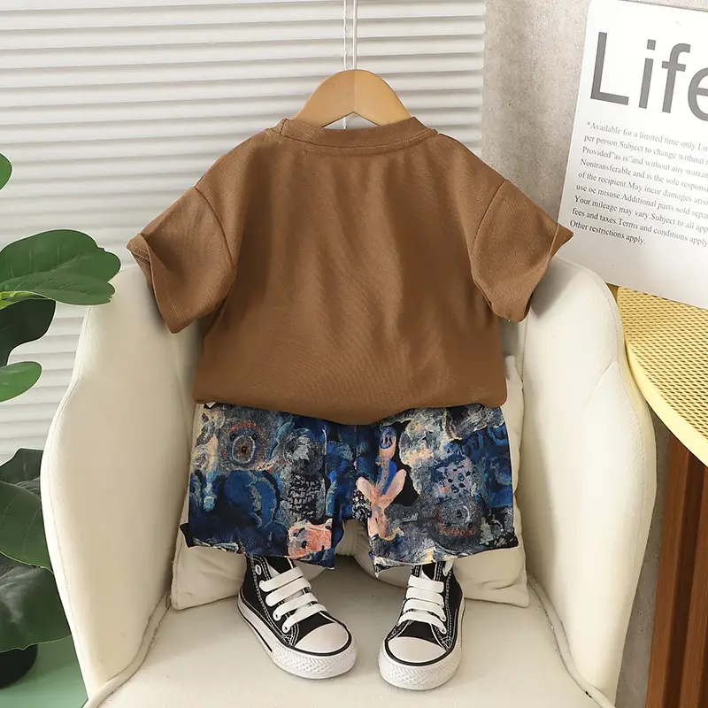 Kids Bunny Print 2Pc Suit Black Short Sleeve Summer Boys 2025 - Image 5