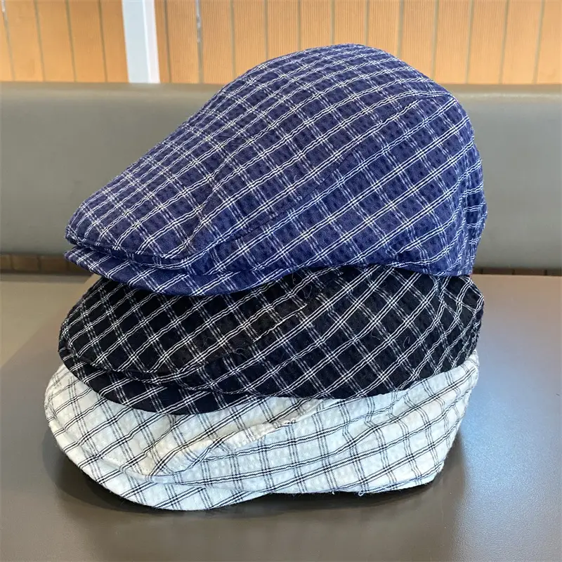 Blue Plaid Duck Tine Anti-Wearing Hat for Women - Image 5