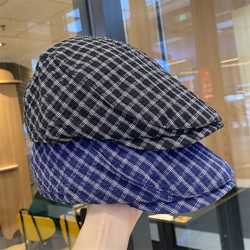 Blue Plaid Duck Tine Anti-Wearing Hat for Women - Image 6