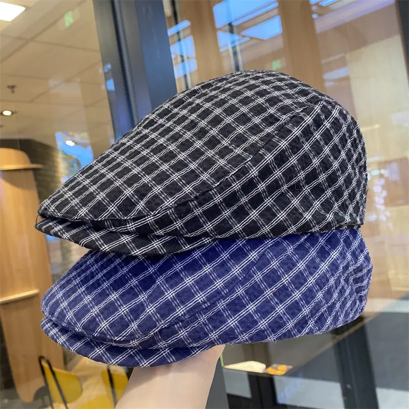 Blue Plaid Duck Tine Anti-Wearing Hat for Women — feature 3