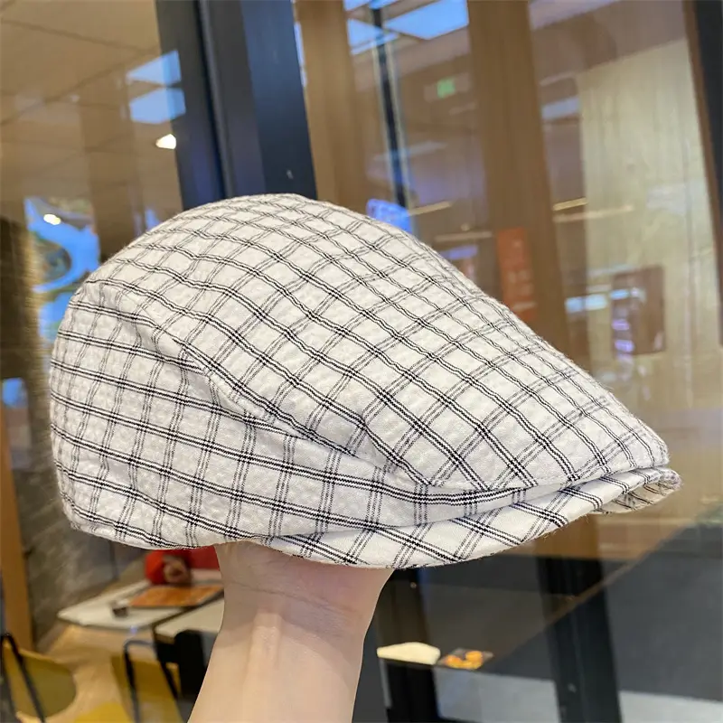 Blue Plaid Duck Tine Anti-Wearing Hat for Women — feature 6