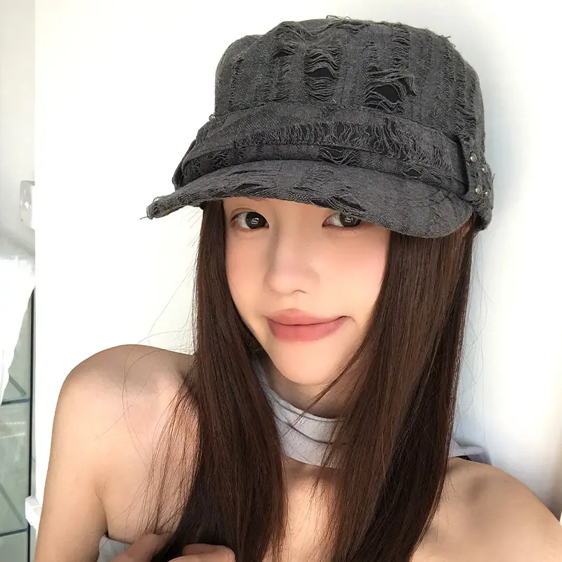 Vintage Distressed Gray Baseball Cap for Women - Image 4