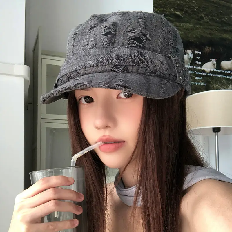 Vintage Distressed Gray Baseball Cap for Women - Image 5