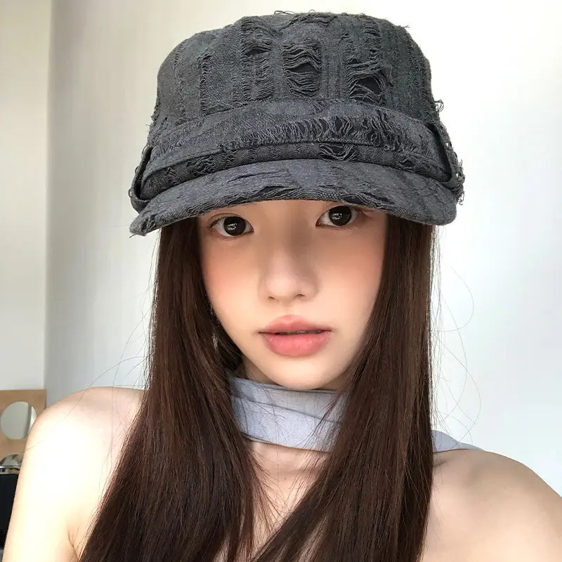 Vintage Distressed Gray Baseball Cap for Women - Image 6