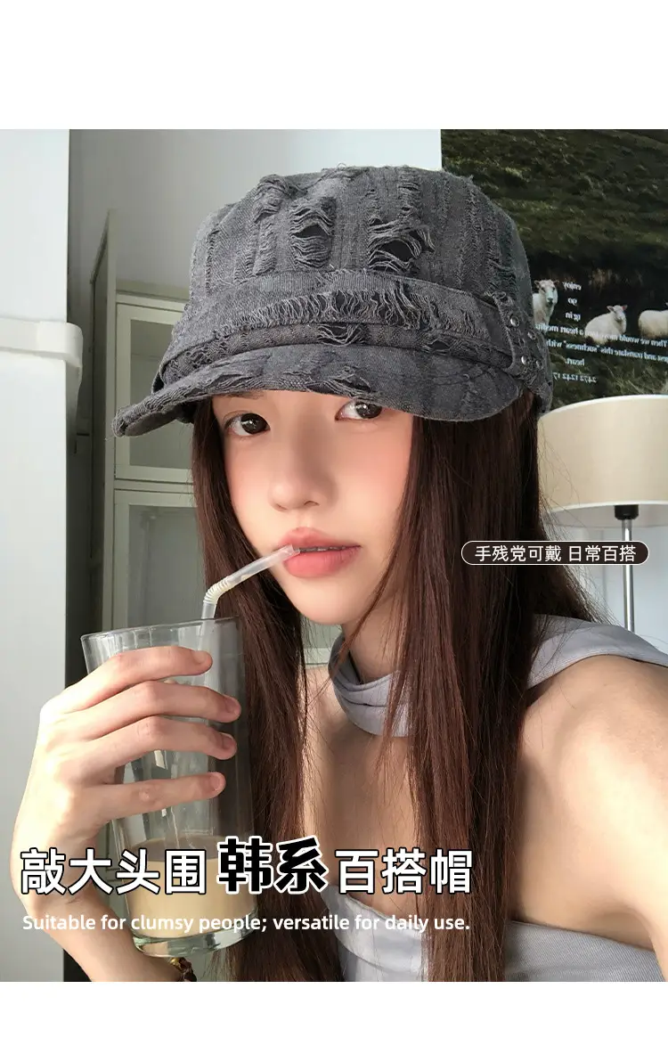 Vintage Distressed Gray Baseball Cap for Women — feature 4