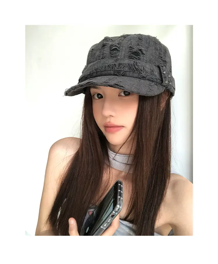 Vintage Distressed Gray Baseball Cap for Women — feature 6
