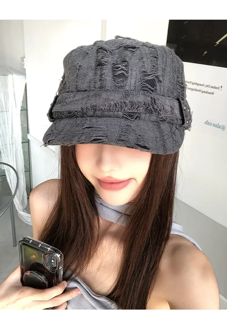 Vintage Distressed Gray Baseball Cap for Women — feature 7