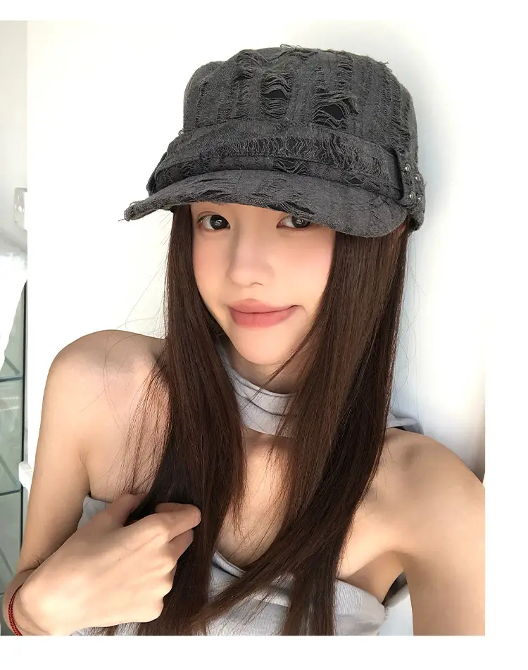 Vintage Distressed Gray Baseball Cap for Women — feature 8