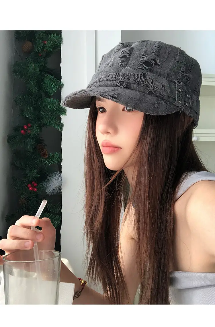 Vintage Distressed Gray Baseball Cap for Women — feature 9