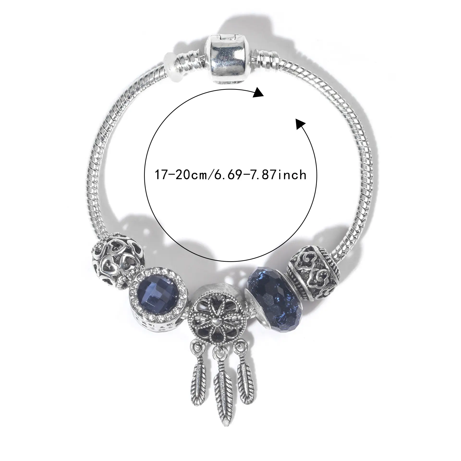 Dark Blue Cat's Eye Beaded Bracelet for Women - Image 5