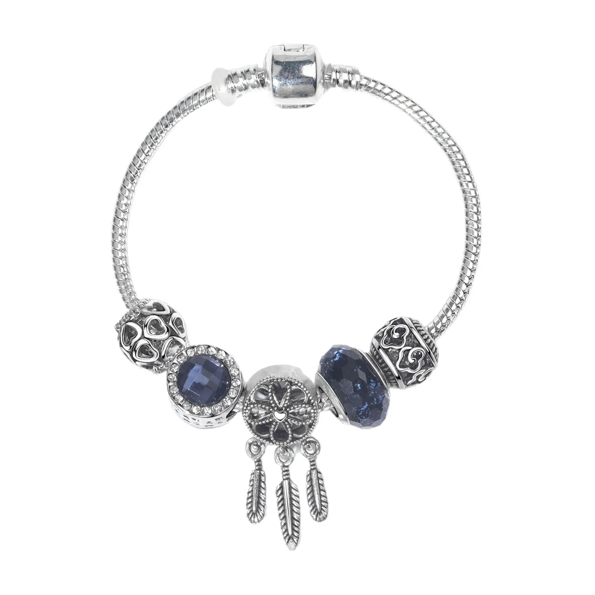 Dark Blue Cat's Eye Beaded Bracelet for Women - Image 6